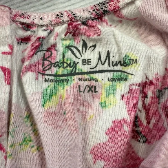 Baby Be Mine Pink Floral Maternity & Nursing Dress L/XL - Back Snap Closure - Picture 3 of 12